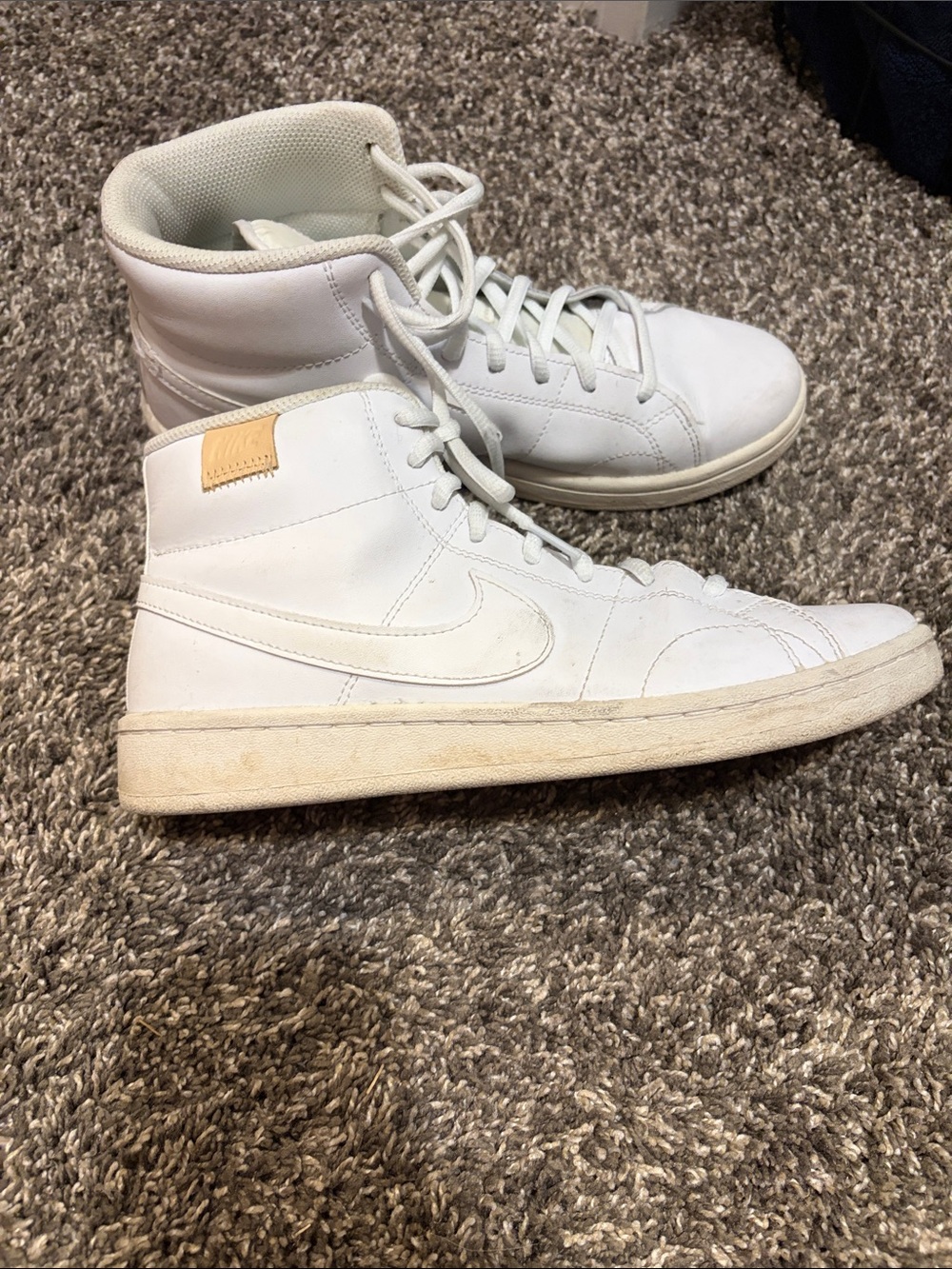 Nike White High-Top Sneakers with Beige Heel Tab